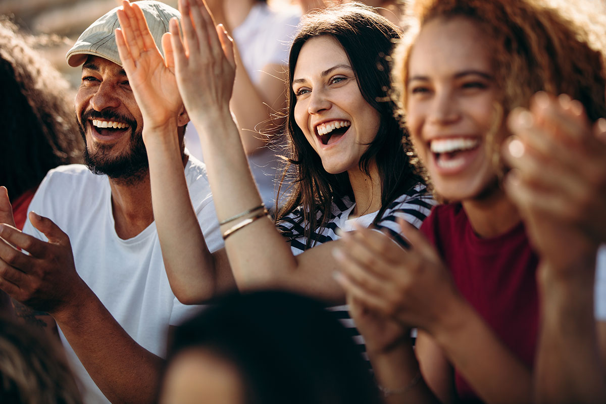 People cheering