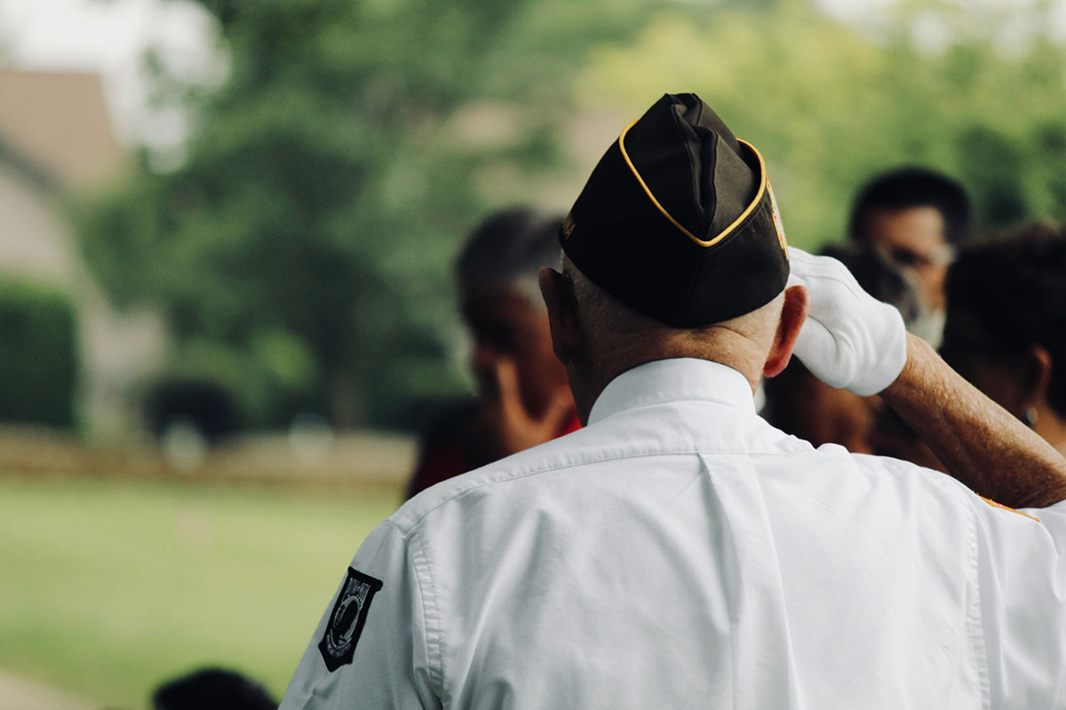 A veteran saluting