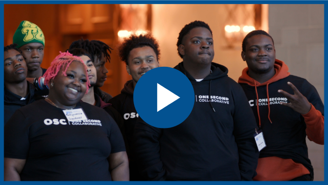 Young adults smile at the OSC Youth Gun Violence Prevention Workgroup Summit.