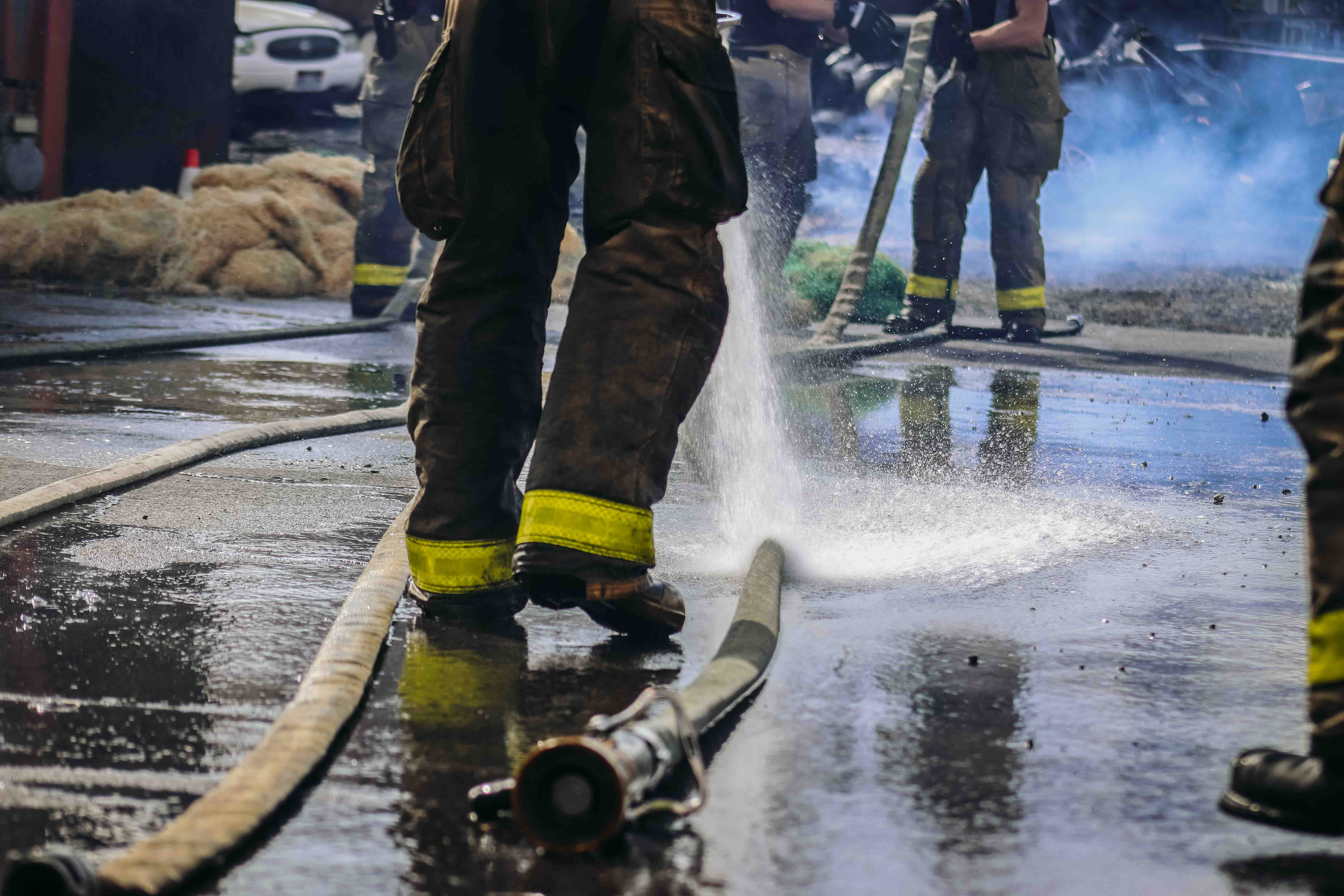 Fire Fighter spraying water