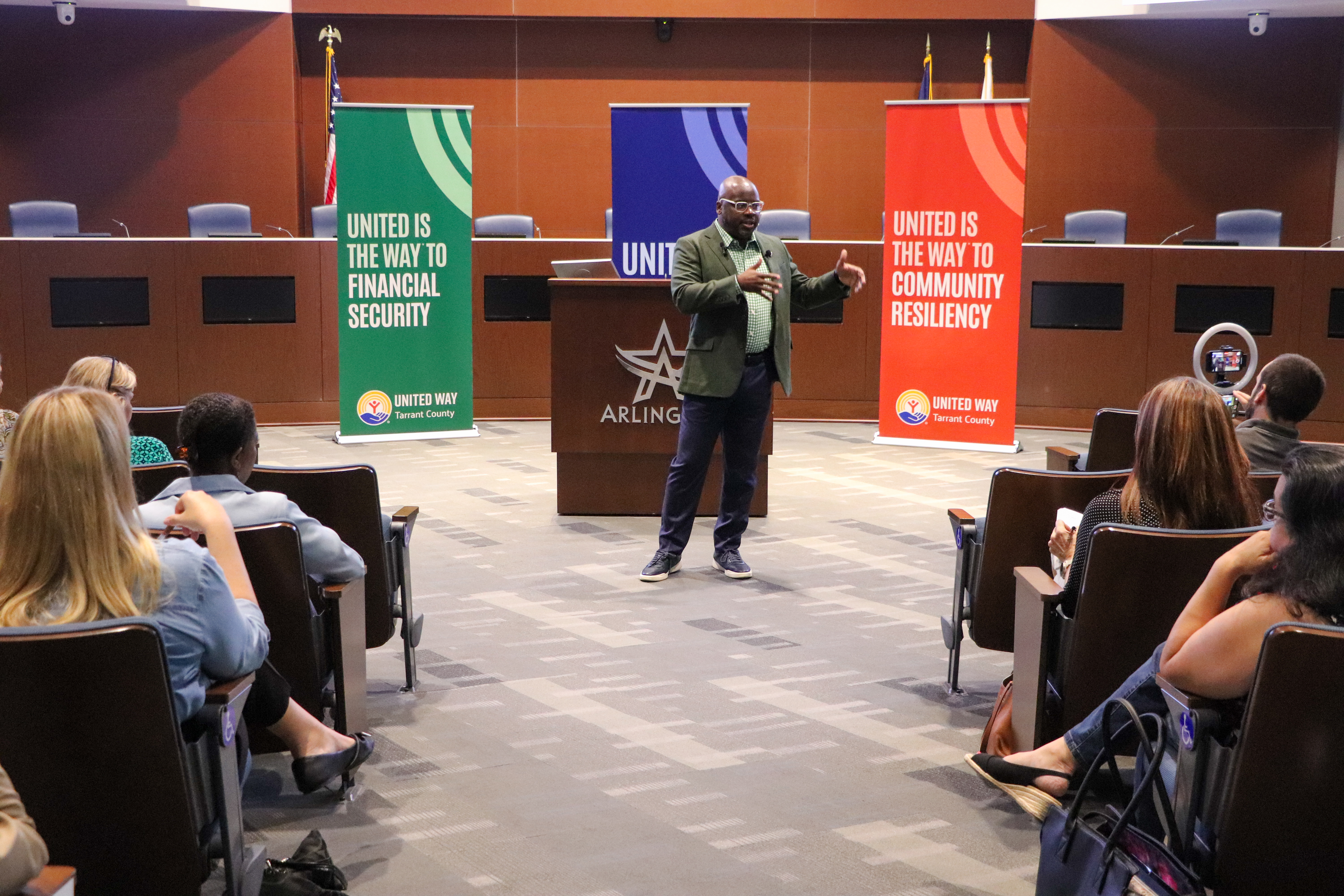 Adam Powell speaking at Town Hall