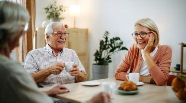 Older adults drinking coffee